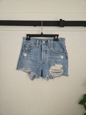 Levi's Light Blue Distressed Denim Shorts